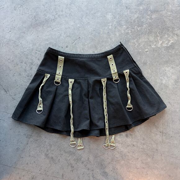Modern Dresses & Skirts - Vintage Y2k Grunge Festival Indie Sleaze Black Buckle Mini Short Skirt Medium